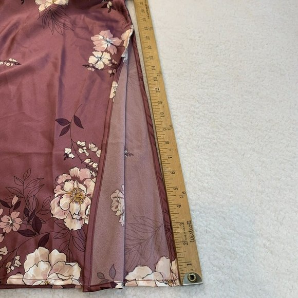 NWT INC Women's Size XS Plum Floral Night Gown Slip Dress Midi/Maxi $60 - Picture 8 of 10